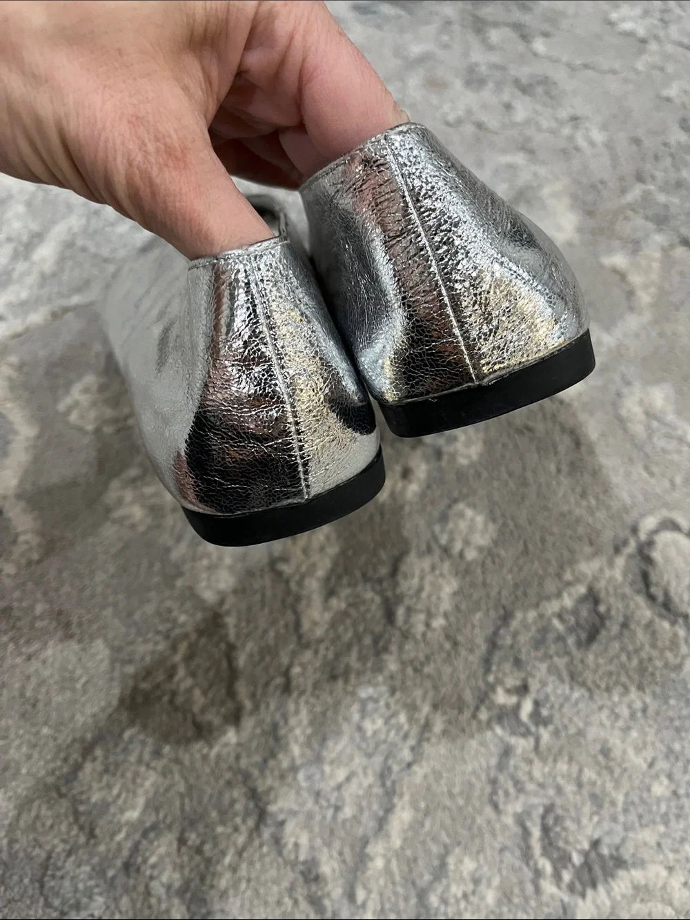 Jeffrey Campbell ROMP Flat Metallic Silver Slip-On Loafers
